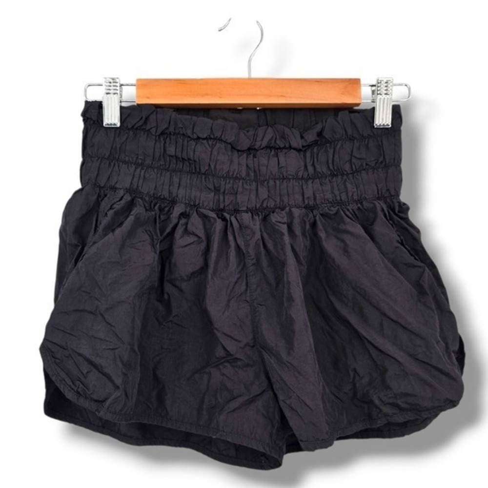 Love Tree Smocked Waist Athletic Shorts Running Gym Activewear Black M